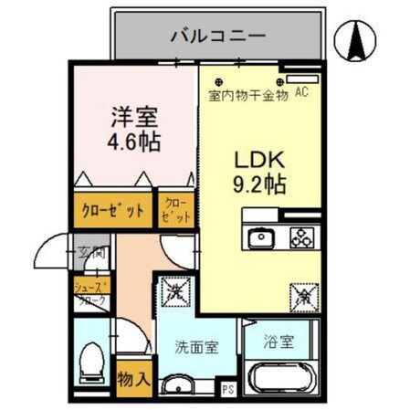 Ｄ－ＲＯＯＭ紅雲町Ｂの物件間取画像